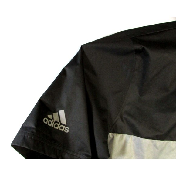adidas Climastorm Mens Short Sleeve 1/4 Zip Windbreaker Golf Jacket M Black Gray - Picture 4 of 11